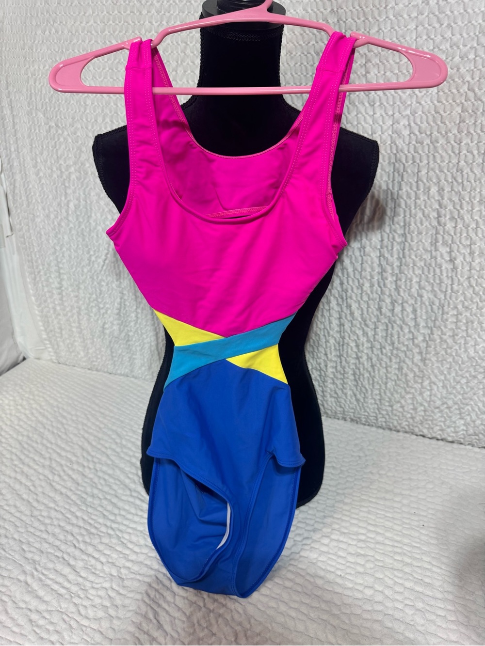 SHEIN Pink, Blue & Yellow Colorblock Girls One-Piece Swimsuit